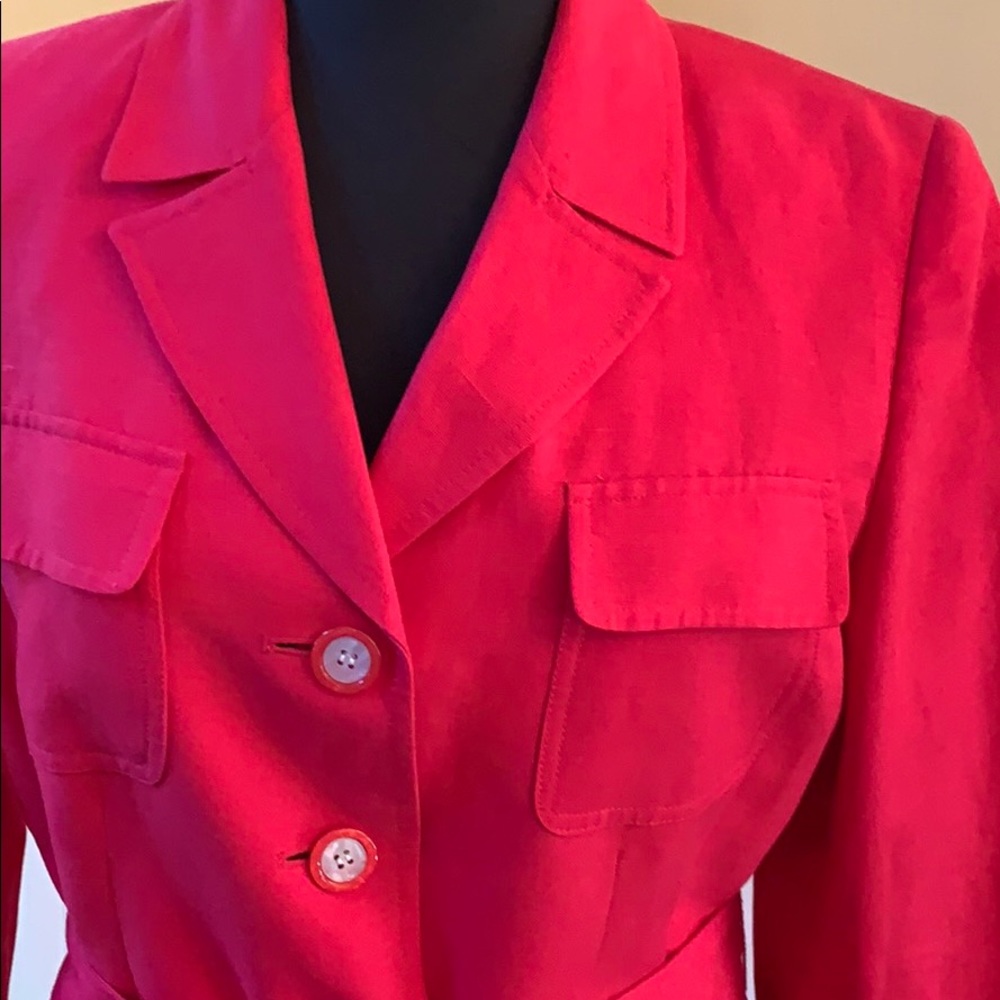 Perfectly Le Suit bright fuschia linen blazer